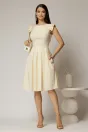 Rochie DY Fashion midi galbena din poplin in clos cu volane la umeri, 3, dyfashion.ro