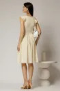 Rochie DY Fashion midi galbena din poplin in clos cu volane la umeri, 2, dyfashion.ro