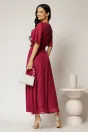 Rochie DY Fashion midi magenta din voal cu fir lurex, 2, dyfashion.ro