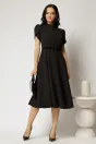 Rochie DY Fashion midi neagra cu nasturi si maneci scurte lalea, 3, dyfashion.ro