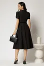 Rochie DY Fashion midi neagra cu nasturi si maneci scurte lalea, 2, dyfashion.ro