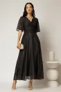 Rochie DY Fashion midi neagra din voal cu fir lurex, 1, dyfashion.ro