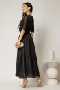 Rochie DY Fashion midi neagra din voal cu fir lurex, 2, dyfashion.ro