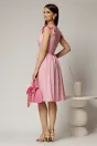 Rochie DY Fashion midi roz din poplin in clos cu volane la umeri, 2, dyfashion.ro