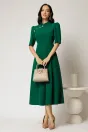 Rochie DY Fashion midi verde cu guler tunica si aplicatii la decolteu, 3, dyfashion.ro
