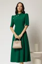 Rochie DY Fashion midi verde cu guler tunica si aplicatii la decolteu, 1, dyfashion.ro