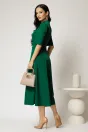 Rochie DY Fashion midi verde cu guler tunica si aplicatii la decolteu, 2, dyfashion.ro