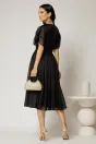 Rochie DY Fashion neagra din voal creponat si insertii de dantela la bust, 2, dyfashion.ro