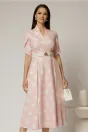 Rochie DY Fashion roz cu buline cu decolteu si maneci petrecute, 1, dyfashion.ro