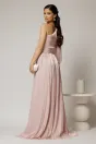 Rochie DY Fashion roz pe un umar cu detaliu floral amplu din voal peliculizat, 2, dyfashion.ro