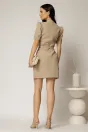 Rochie DY Fashion scurta bej cu nasturi decorativi pe bust si maneca scurta, 2, dyfashion.ro