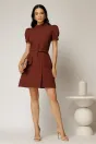 Rochie DY Fashion scurta caramizie cu aplicatii pe capace si decolteu rotund, 3, dyfashion.ro