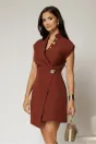 Rochie DY Fashion scurta caramizie cu decolteu petrecut si accesorii, 1, dyfashion.ro