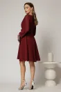 Rochie DY Fashion scurta din voal bordo cu decolteu petrecut si cordon in talie, 2, dyfashion.ro