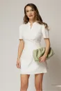 Rochie DY Fashion scurta ivoar cu mic decupaj in V la decolteu si fusta tip A, 1, dyfashion.ro