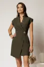 Rochie DY Fashion scurta kaki cu decolteu petrecut si accesorii, 1, dyfashion.ro