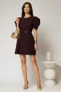 Rochie DY Fashion scurta mov cu maneci scurte si pliuri pe fusta, 3, dyfashion.ro