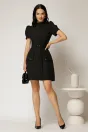 Rochie DY Fashion scurta neagra cu aplicatii pe capace si decolteu rotund, 3, dyfashion.ro