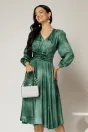 Rochie Gina midi verde din voal cu sidef in clos, 1, dyfashion.ro