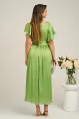Rochie lunga eleganta din voal verde cu floare la bust- Moze, 2, dyfashion.ro