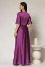 Rochie lunga mov de seara din voal  cu accesoriu in talie, 2, dyfashion.ro