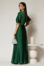 Rochie lunga verde de seara din voal  cu accesoriu in talie, 2, dyfashion.ro