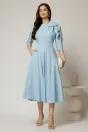 Rochie midi bleu clos cu funda ampla pe umar si cordon detasabil, 3, dyfashion.ro
