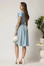 Rochie midi bleu cu buline din triplu voal in clos cu volane la maneci, 2, dyfashion.ro