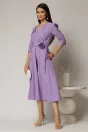 Rochie midi lila din stofa in clos cu floare in talie, 3, dyfashion.ro