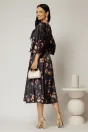 Rochie midi neagra cu imprimeuri mov si detalii la bust, 2, dyfashion.ro