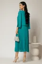 Rochie midi verde de ocazie cu fusta clos plisata si detaliu la bust, 2, dyfashion.ro