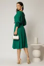 Rochie midi verde din triplu voal cu trandafiri la maneci si decolteu V, 2, dyfashion.ro