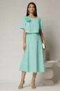 Rochie midi verde menta de zi cu detaliu amplu floral la bust, 3, dyfashion.ro