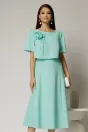 Rochie midi verde menta de zi cu detaliu amplu floral la bust, 1, dyfashion.ro