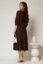 Rochie office din stofa maro cu bust petrecut si rever, 2, dyfashion.ro