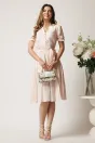 Rochie roz cu dungi albe in clos cu cordon in talie, 3, dyfashion.ro