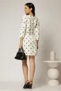 Rochie scurta alba cu buline cu croi drept si funde pe bust, 2, dyfashion.ro