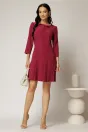 Rochie scurta magenta cu pliuri pe fusta si funda la bust, 3, dyfashion.ro