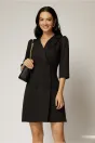 Rochie scurta office neagra tip sacou cu inchidere cu nasturi, 1, dyfashion.ro