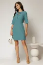 Rochie scurta turcoaz cu snur la decolteu, 3, dyfashion.ro