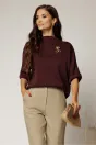 Tricou mov cu brosa si croi lejer cu adaos de viscoza, 1, dyfashion.ro