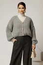 Pulover scurt gri tricotat lejer, 1, dyfashion.ro