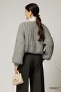 Pulover scurt gri tricotat lejer, 2, dyfashion.ro