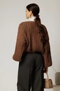 Pulover scurt maro tricotat lejer, 2, dyfashion.ro