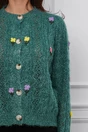 Pulover Vera verde cu flori colorate