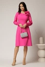 Rochia DY Fashion fucsia cu mansete din paiete si funda ampla pe umar, 3, dyfashion.ro