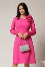 Rochia DY Fashion fucsia cu mansete din paiete si funda ampla pe umar, 1, dyfashion.ro
