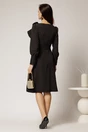Rochia DY Fashion neagra cu mansete din paiete si funda ampla pe umar, 2, dyfashion.ro