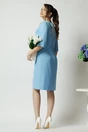 Rochie Viada din stofa bleu cu funda alba pe bust