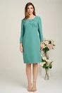 Rochie Viada din stofa verde menta cu floare pe bust